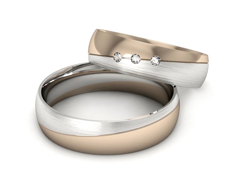 Obrączki ślubne obrączki z diamentami złote białe i różowe - S50145T40bc - 3