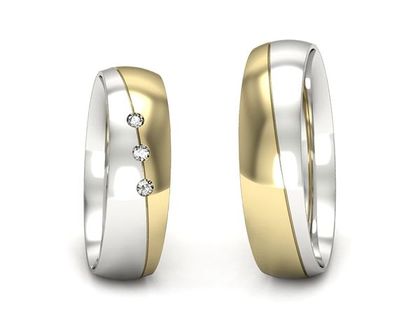 Obrączki ślubne obrączki z diamentami żółte białe złoto 585 - S50145T40bz- 1