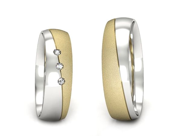 Obrączki ślubne obrączki z diamentami żółte białe złoto 585 - S50145T40bzms- 1