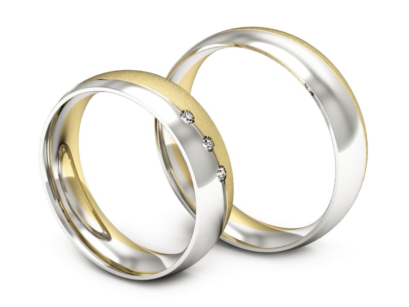 Obrączki z diamentami żółte białe złoto 585 - S50145T40bzms — zdjęcie 3