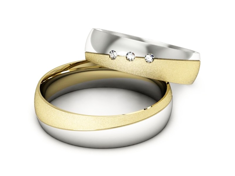 Obrączki z diamentami żółte białe złoto 585 - S50145T40bzms — zdjęcie 2