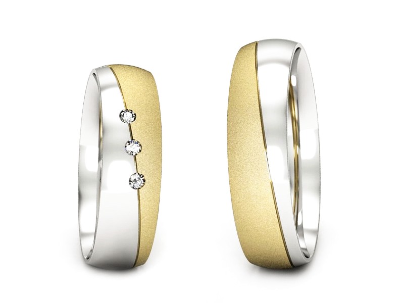 Obrączki z diamentami żółte białe złoto 585 - S50145T40bzms