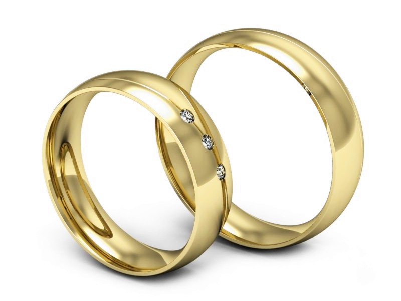 Obrączki z diamentami z żółtego złota 585 - S50145T40z — zdjęcie 3