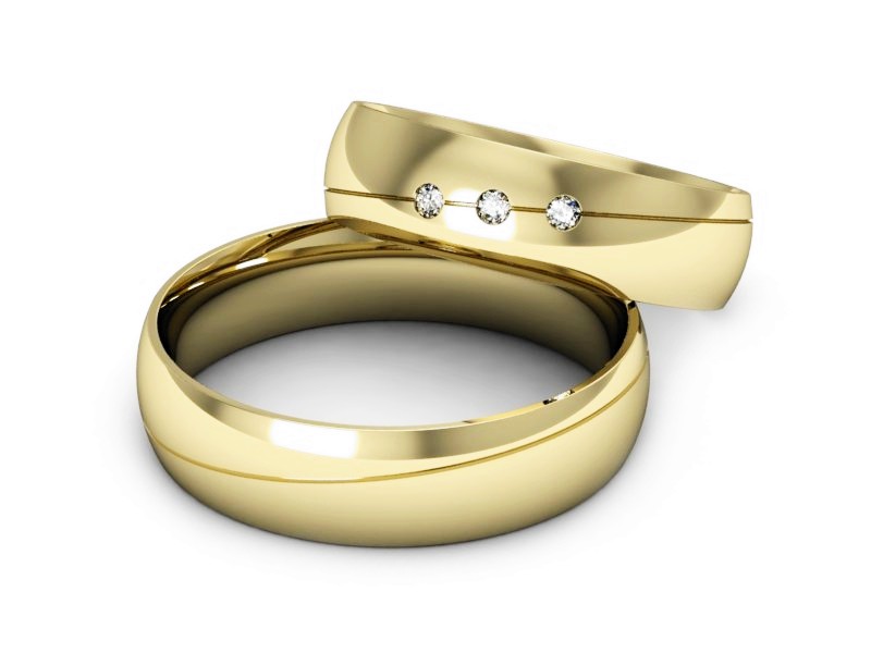 Obrączki z diamentami z żółtego złota 585 - S50145T40z — zdjęcie 2