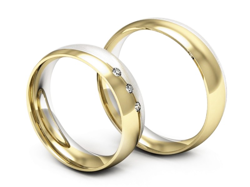 Obrączki z diamentami białe żółte złoto - S50145T40zbmp — zdjęcie 3