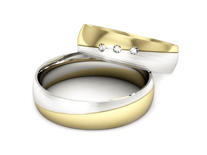 Obrączki z diamentami białe żółte złoto - S50145T40zbmp — zdjęcie 2