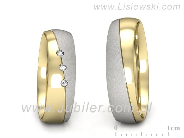 Obrączki ślubne obrączki z diamentami białe żółte złoto - S50145T40zbms- 1