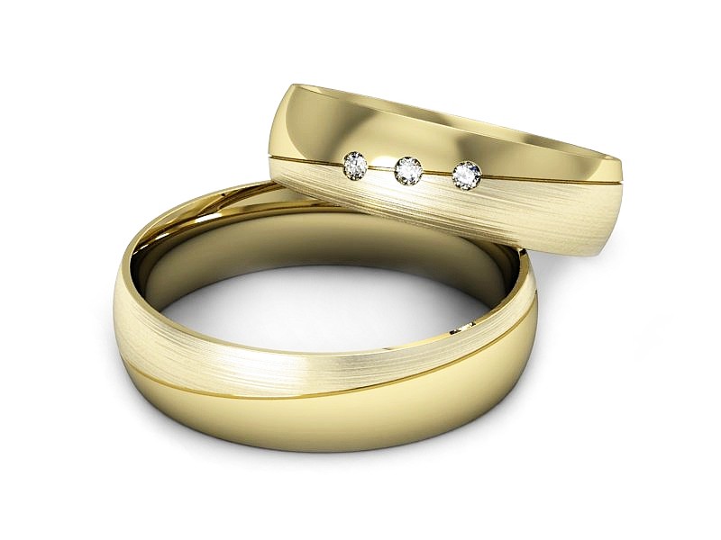 Obrączki z diamentami z żółtego złota 585 - S50145T40zmp — zdjęcie 2