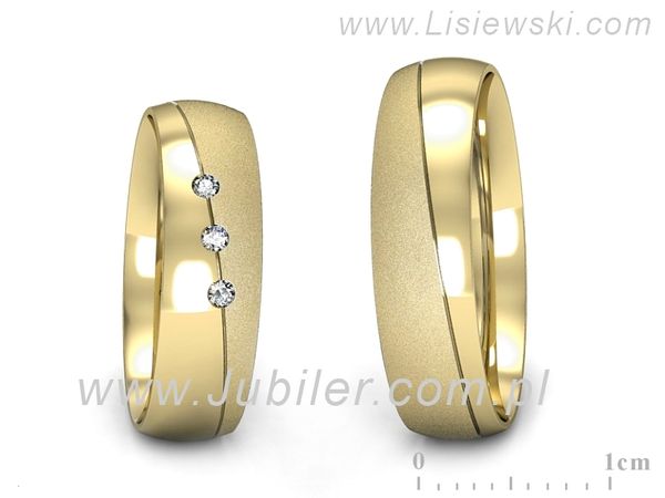 Obrączki ślubne obrączki z diamentami z żółtego złota 585 - S50145T40zms- 1