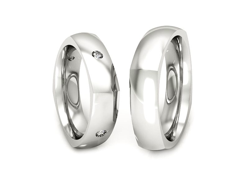 Obrączki z diamentami nowoczesne białe 585 - S50150T61B - 3