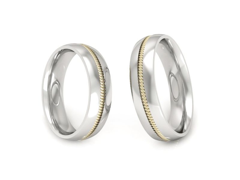 Obrączki biało żółte złoto obrączki złote - S50160T74BZ — zdjęcie 3