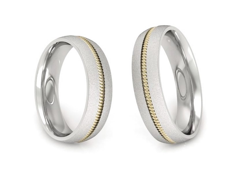 Obrączki biało żółte złoto obrączki złote - S50160T74BZms — zdjęcie 3