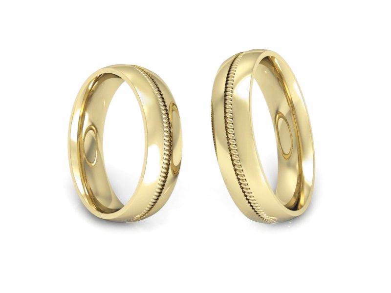 Obraczki żółte złoto obraczki soczewkowane - S50160T74z — zdjęcie 3