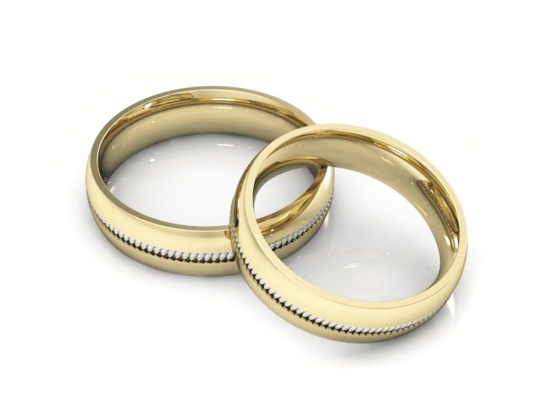 Obrączki biało żółte złoto obrączki złote - S50160T74ZB — zdjęcie 2