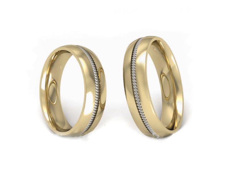 Obrączki biało żółte złoto obrączki złote - S50160T74ZB — zdjęcie 3