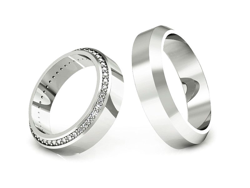 Obrączki z diamentami soczewkowe białe 585 - S50200T46b — zdjęcie 3