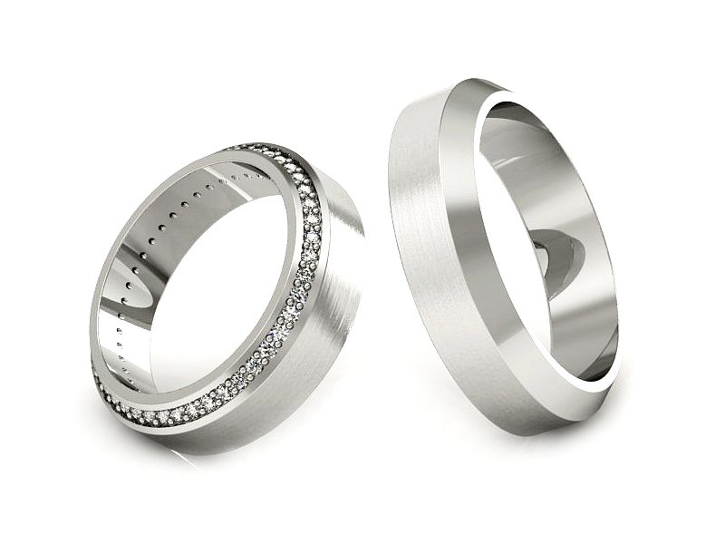 Obrączki z diamentami soczewkowe białe 585 - S50200T46bmp — zdjęcie 3