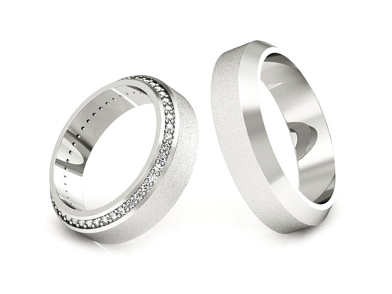 Obrączki z diamentami złote białe złoto 585 - S50200T46bms