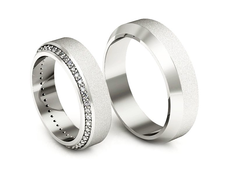 Obrączki z diamentami złote białe złoto 585 - S50200T46bms — zdjęcie 3
