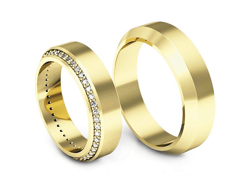 Obrączki z diamentami złote żółte złoto 14k - S50200T46z — zdjęcie 3