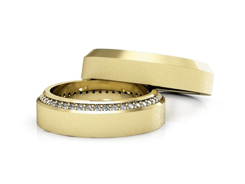 Obrączki z diamentami złote żółte złoto 14k - S50200T46zms — zdjęcie 2