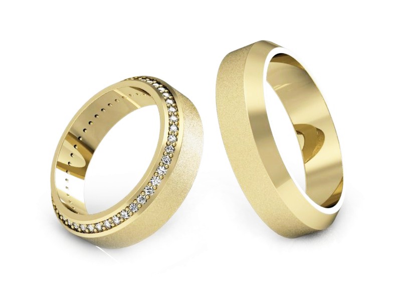 Obrączki z diamentami złote żółte złoto 14k - S50200T46zms — zdjęcie 3