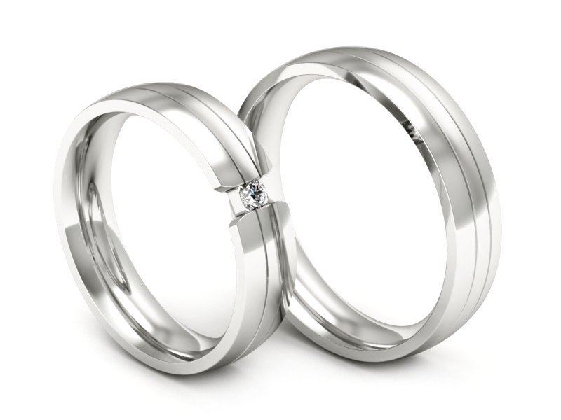 Obrączki z brylantem białe złoto złote obrączki - S50210T35b — zdjęcie 3