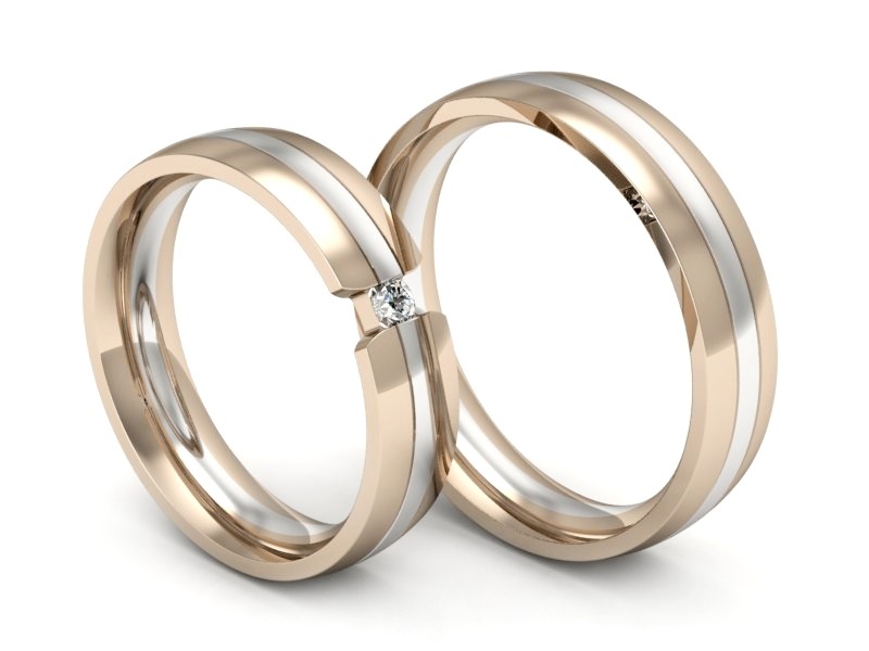 Obrączki z brylantem złote białe różowe złoto - S50210T35bc — zdjęcie 3