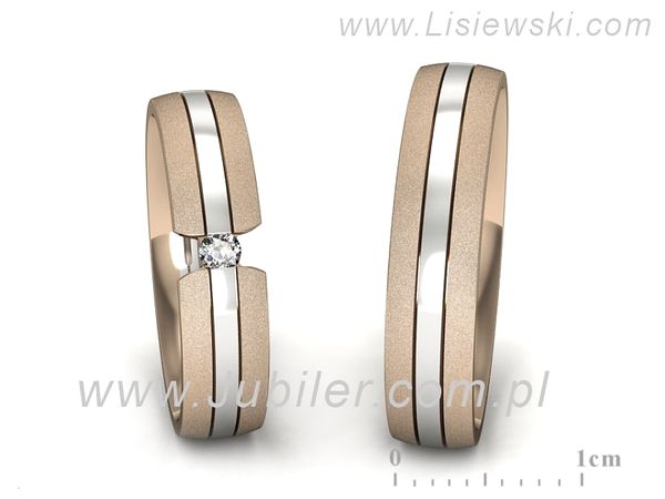 Obrączki ślubne obrączki brylant złote białe i różowe Au 14k - S50210T35bcms- 1