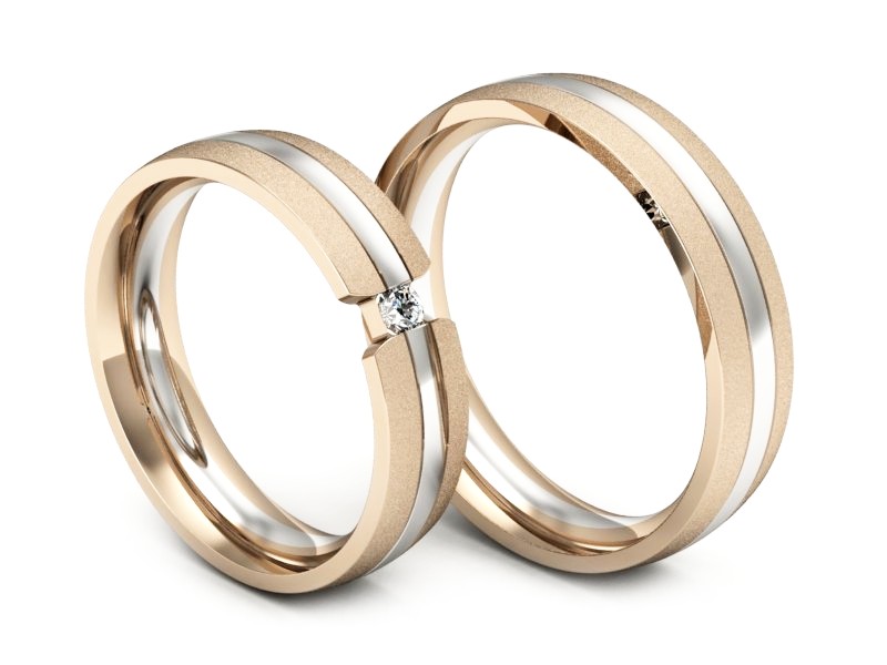Obrączki z brylantami białe i różowe Au 14k - S50210T35bcms — zdjęcie 3