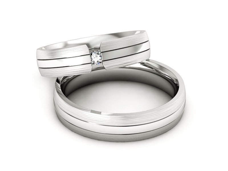 Złote Obrączki z brylantem złote białe złoto - S50210T35bmp — zdjęcie 2