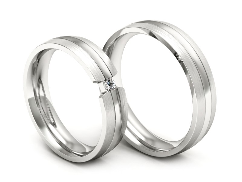 Złote Obrączki z brylantem złote białe złoto - S50210T35bmp — zdjęcie 3
