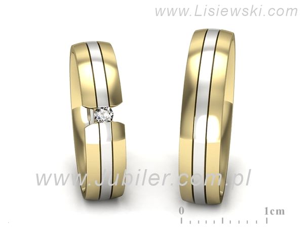 Obrączki ślubne obraczki z diamentem białe i żółte złoto - S50210T35bz- 1