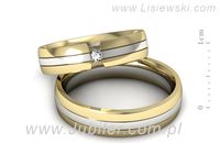 Obrączki ślubne obraczki z diamentem białe i żółte złoto - S50210T35bz- 2