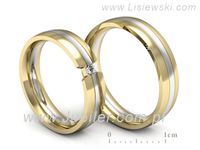 Obrączki ślubne obraczki z diamentem białe i żółte złoto - S50210T35bz- 3