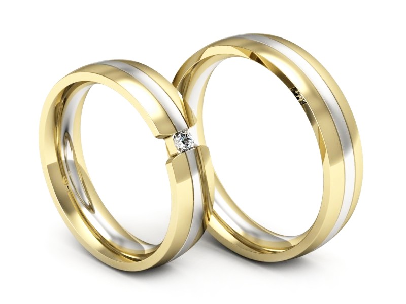 Obrączki z diamentem białe i żółte złoto - S50210T35bz — zdjęcie 3