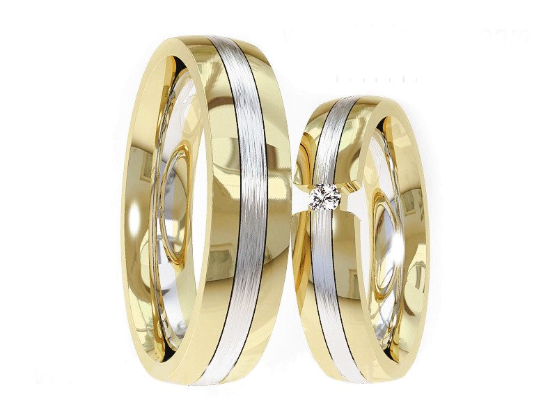 Obrączki z brylantem dwukolorowe złoto 585 - S50210T35bzm