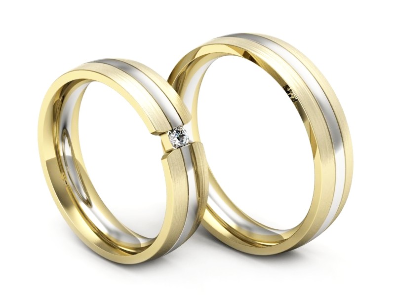 Obrączki z diamentem białe i żółte złoto - S50210T35bzmp — zdjęcie 3