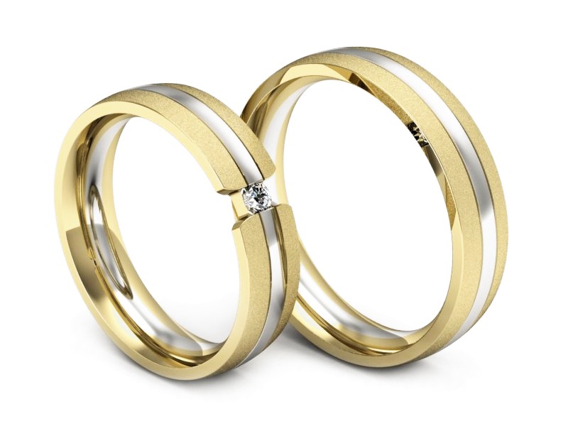 Obrączki z diamentem białe i żółte złoto - S50210T35bzms — zdjęcie 3