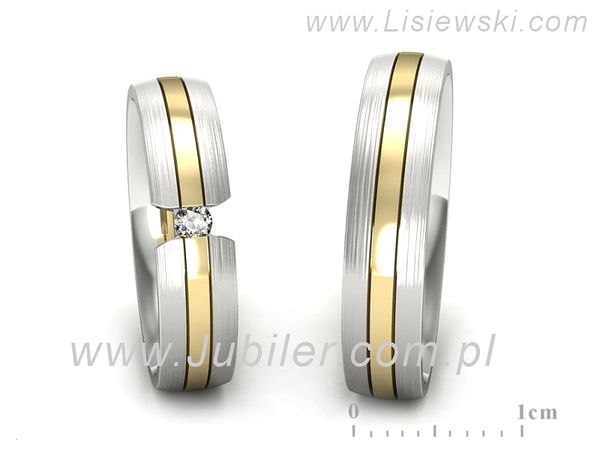 Obrączki ślubne obraczki z diamentem żółte białe złoto 585 - S50210T35zbmp- 1