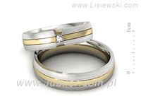 Obrączki ślubne obraczki z diamentem żółte białe złoto 585 - S50210T35zbmp- 2