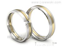 Obrączki ślubne obraczki z diamentem żółte białe złoto 585 - S50210T35zbmp- 3
