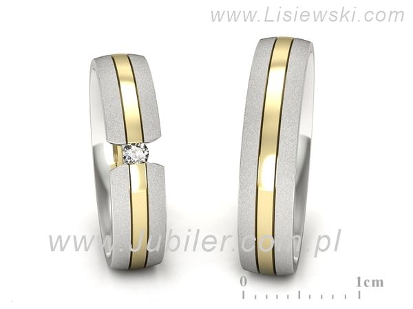 Obrączki ślubne obraczki z diamentem żółte białe złoto 585 - S50210T35zbms- 1
