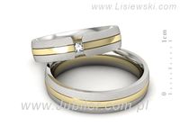 Obrączki ślubne obraczki z diamentem żółte białe złoto 585 - S50210T35zbms- 2