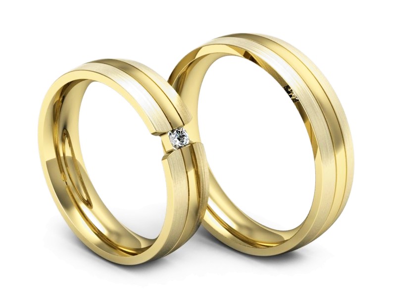 Złote Obrączki z brylantem obrączki złoto 14k - S50210T35zmp — zdjęcie 3