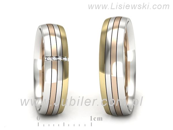 Obrączki ślubne z diamentami białe różowe żółte złoto - s52180401bzc- 1