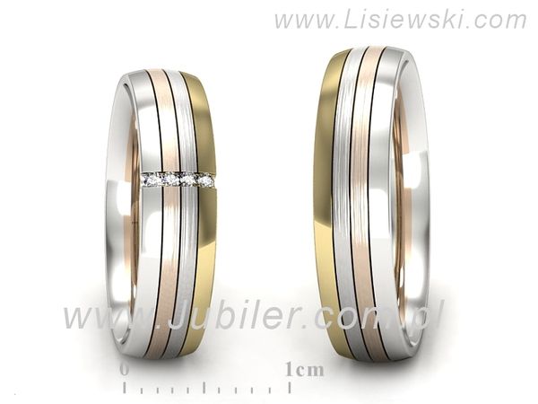 Obrączki ślubne z diamentami białe różowe żółte złoto - s52180401bzcmp- 1