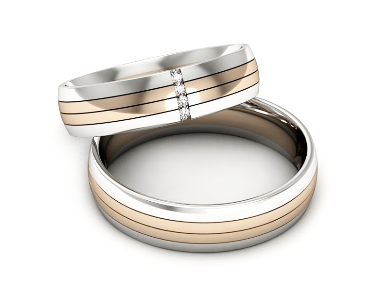 Obrączki z diamentami złote białe i różowe - s52180401cb — zdjęcie 2