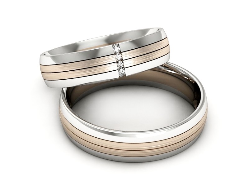 Obrączki z brylantami białe i różowe złoto - s52180401cbmp — zdjęcie 2