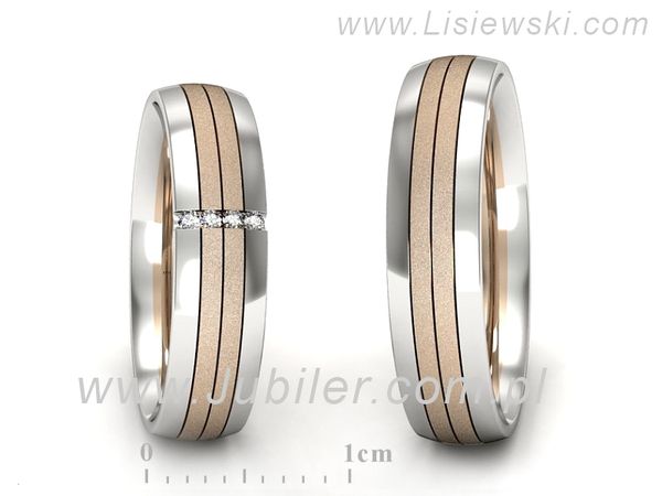 Obrączki ślubne obrączki z diamentami złote białe i różowe - s52180401cbms- 1